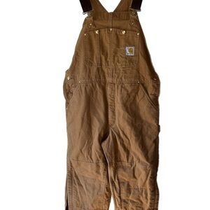 Union Made USA Vintage Carhartt Bib Insulated Zip To Thigh Duck Overalls 38x30